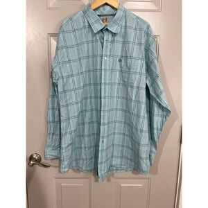 Cinch Button Down Shirt Mens XXL Blue Plaid Long Sleeve Cotton Good Western